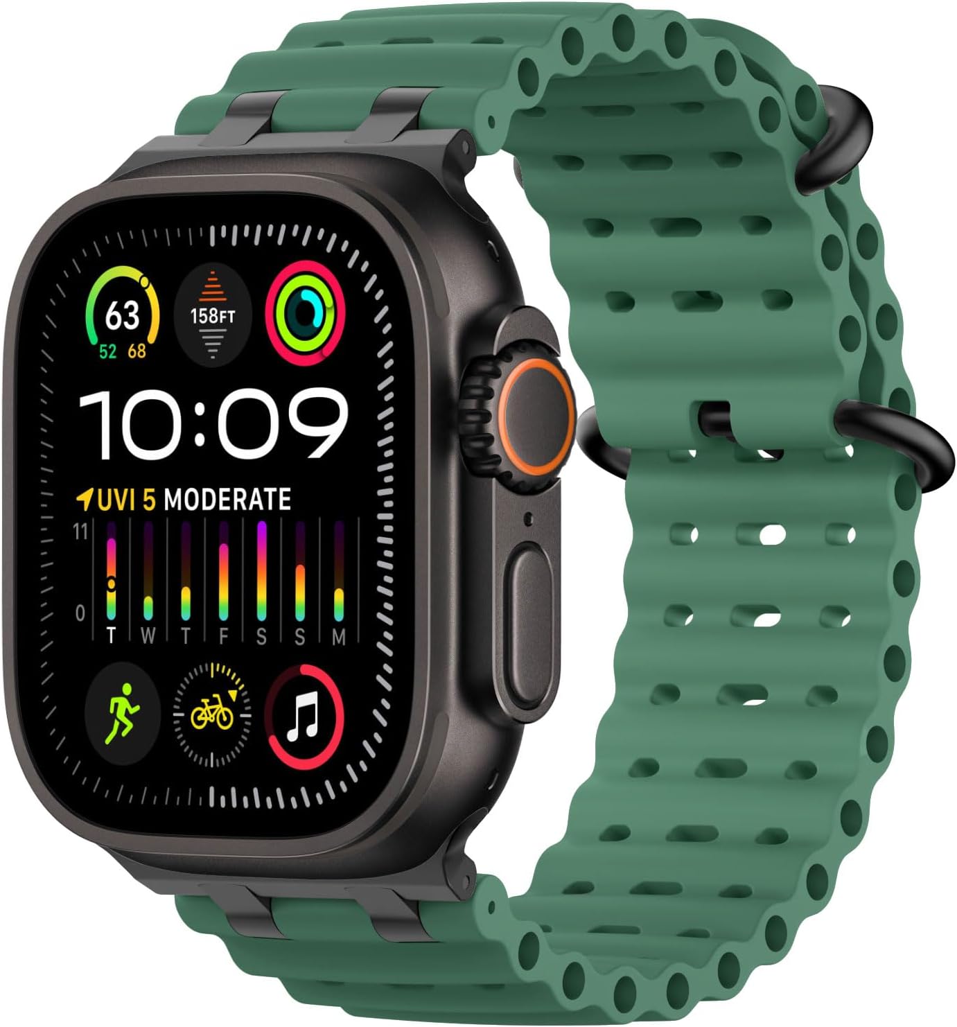 Detalle de MoKo Cinturino Ocean in silicone traspirante per Apple Watch Ultra 3/2/1 e Series/S.E 49–42 mm