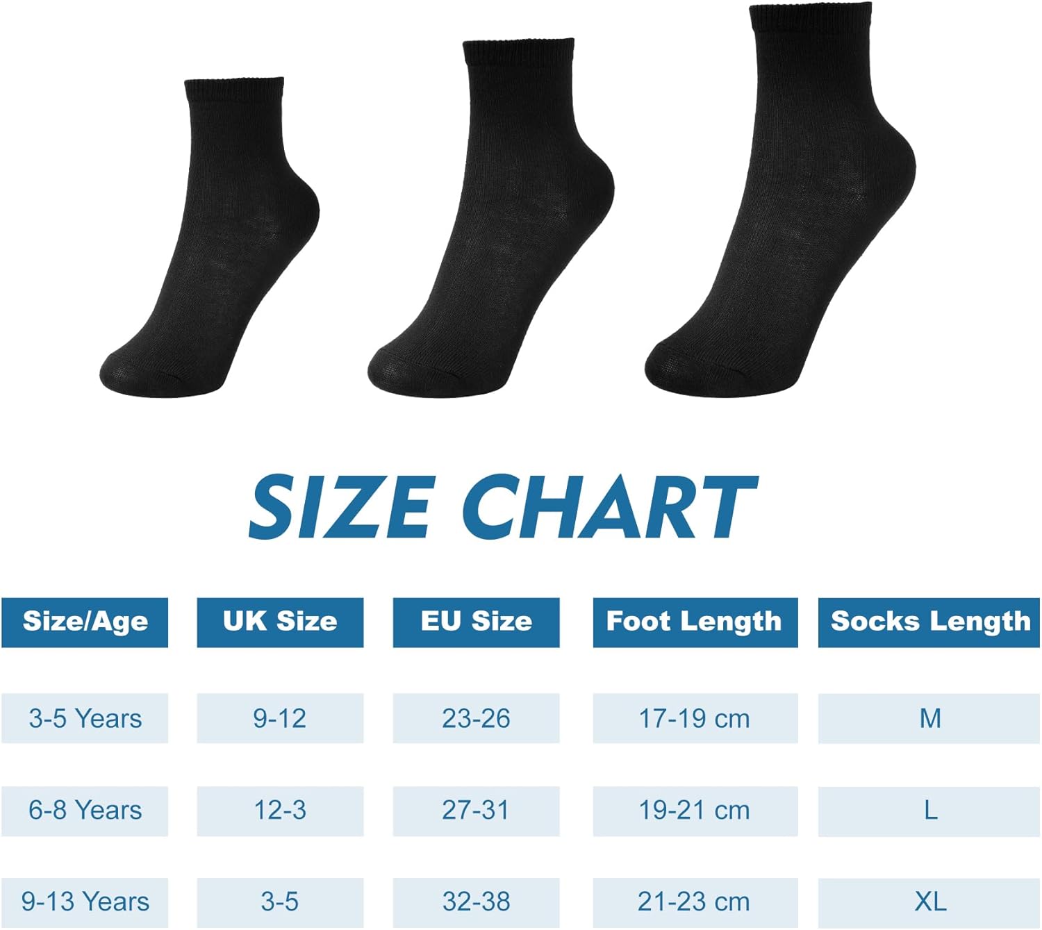 Thumbnail 5 de Zzxlw Kinder Sport-Socken Jungen Sneaker (Schwarz/Weiß/Grau) – 12 Paar, mittlerer Schaft, 3–13 Jahre