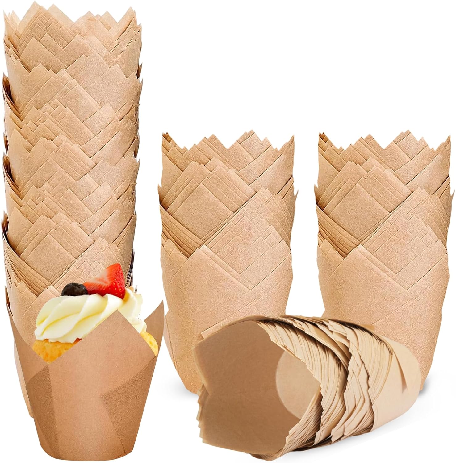 Detalle de Ouxayapl HYB-1S tulpmuffinvormpjes van papier, 200 stuks, 5 x 8 cm