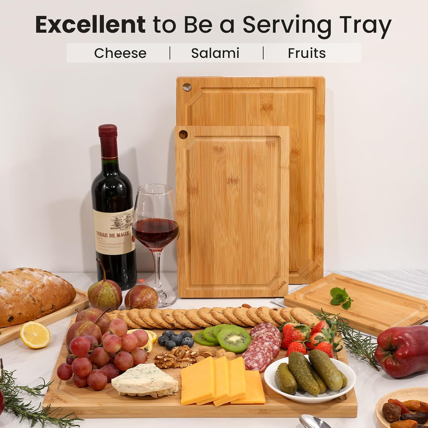 Thumbnail 5 de Hiware Extra Large Bamboo Cutting Board 18" ๐ฝ