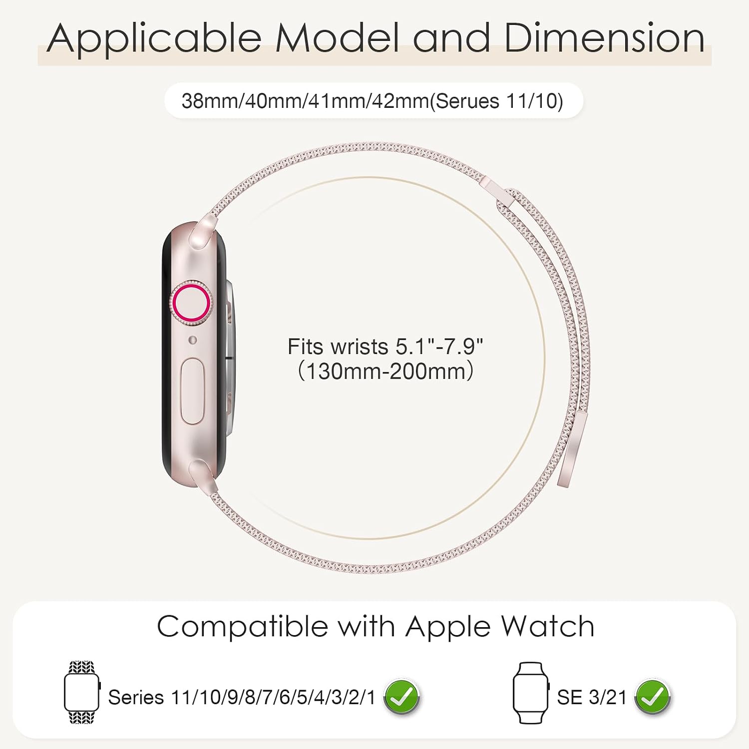 Detalle 2 de Apple Watch Milanese Loop 42mm adjustable metal band