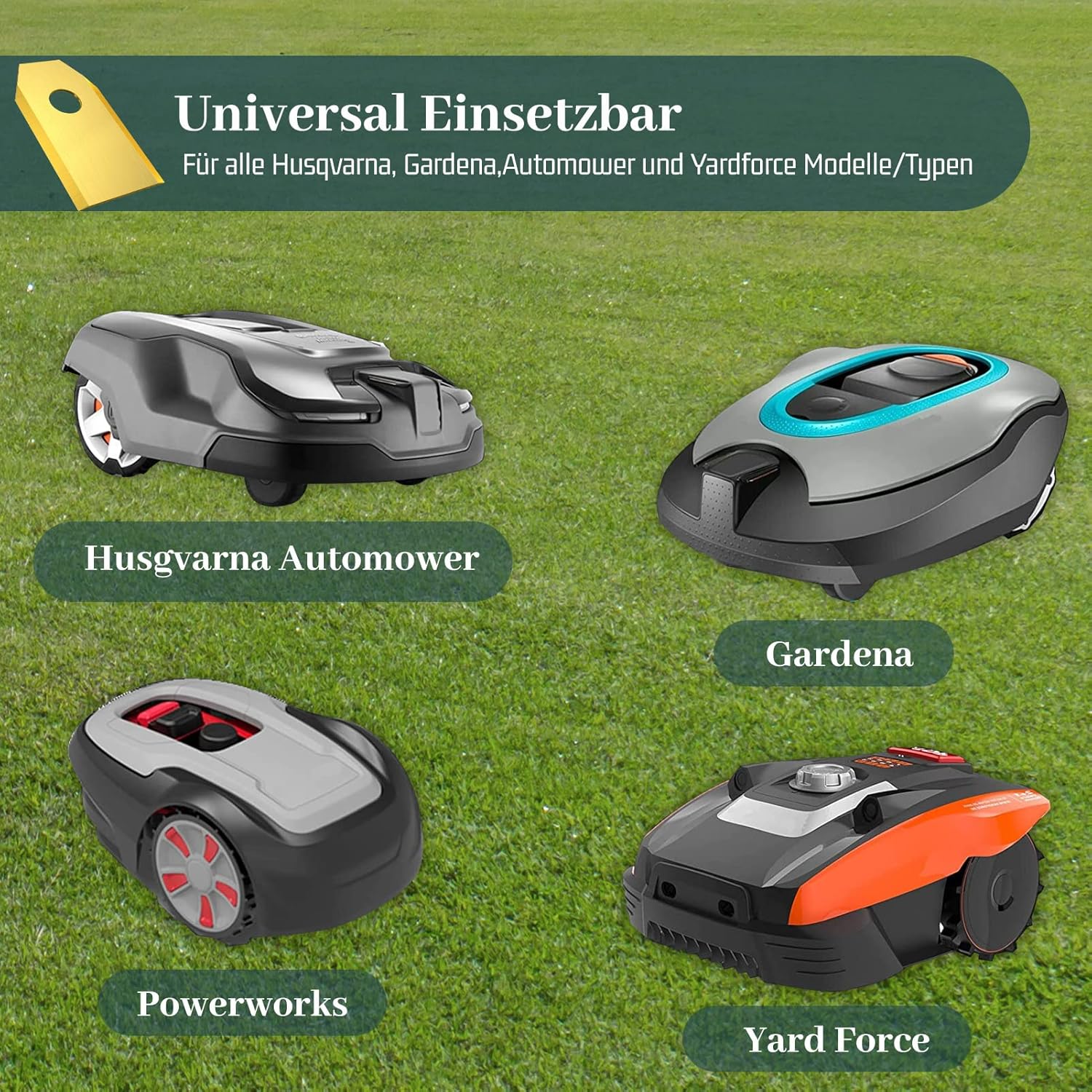 Detalle de HAUSPROFI 30x Titan Messer – Ultrascharfe Ersatzklingen inkl. 30 Schrauben, kompatibel mit Husqvarna, Gardena und Yard Force