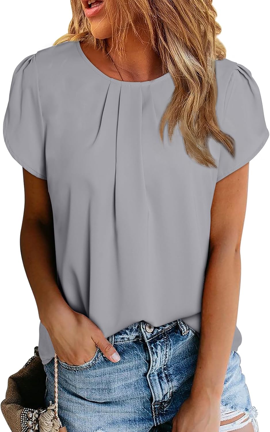 Thumbnail 3 de Dokotoo Damen Bluse Kurzarm – Falten-Tunika aus Chiffon, elegant & vielseitig