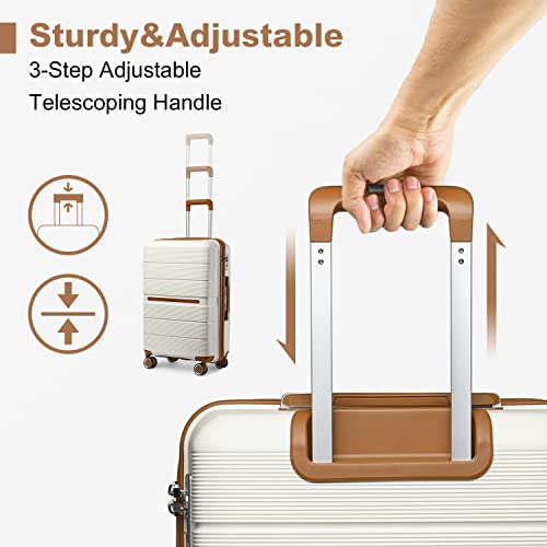 Detalle de British Traveller maleta de viaje grande rígida de PP con cerradura TSA y cabina (76 cm) en blanco
