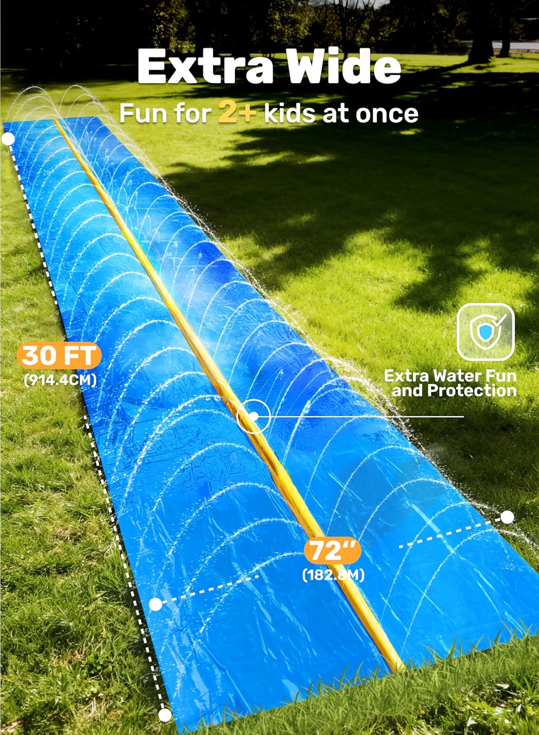 Thumbnail 1 de Sloosh Huge Water Slide (30ft x 6ft) with built-in sprinkler and 2 slip inflatable boards