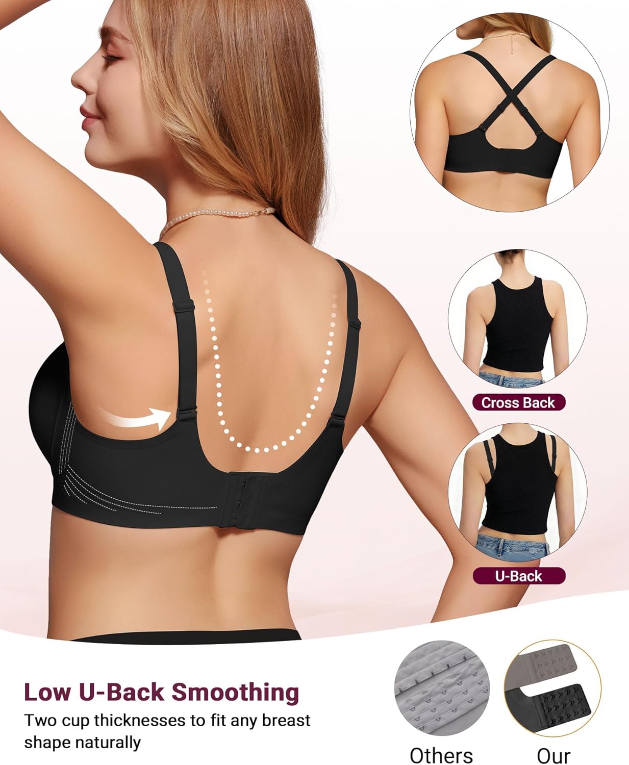 Thumbnail 3 de As Fairy Wireless Full Coverage Seamless Scalloped Push Up Bra (No Underwire) for Everyday Comfort