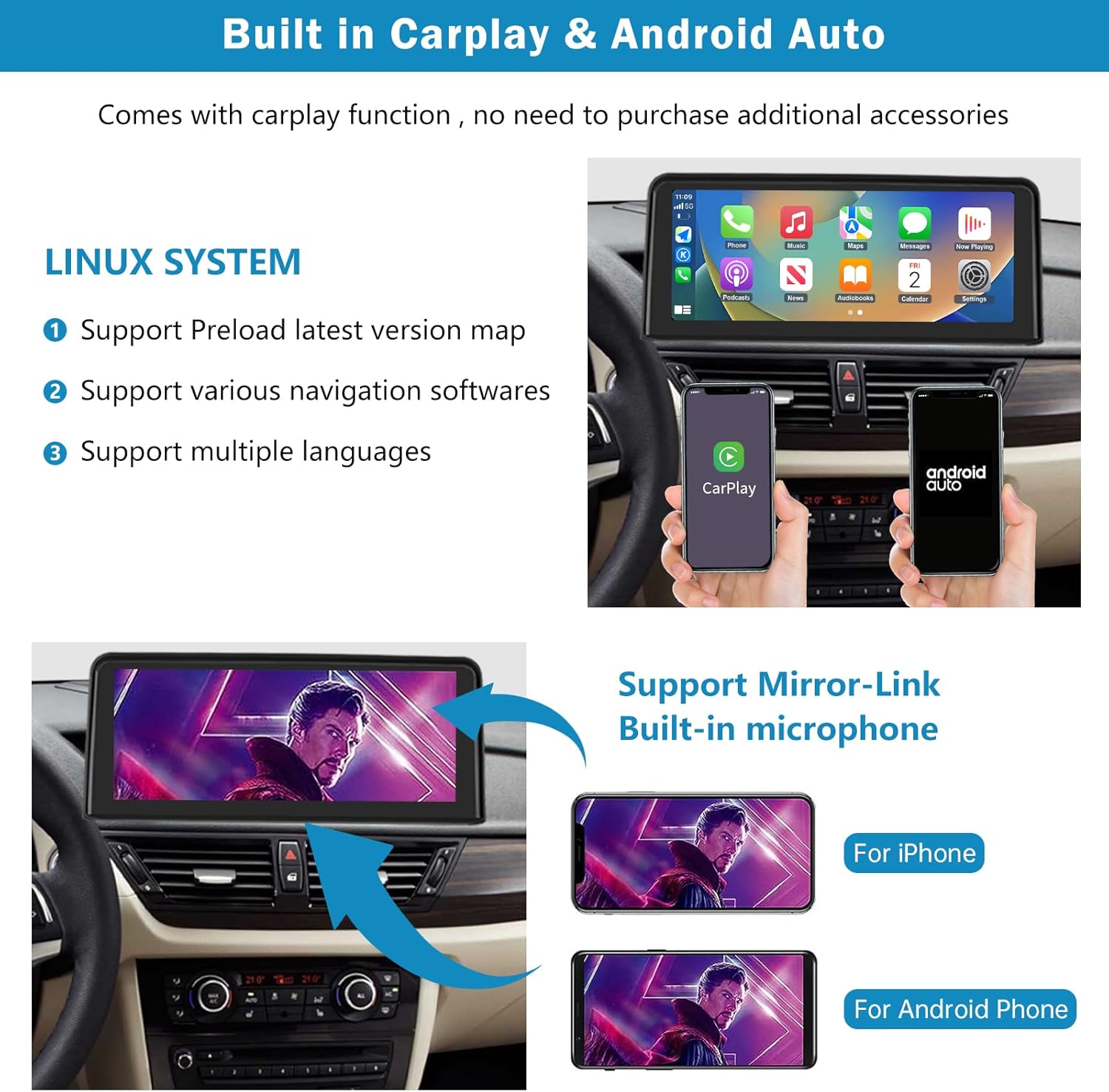 Thumbnail 3 de Ninetom Autoradio 10,25" tactile pour BMW X1 Série E84 (2009-2015) avec CarPlay sans fil et Android Auto