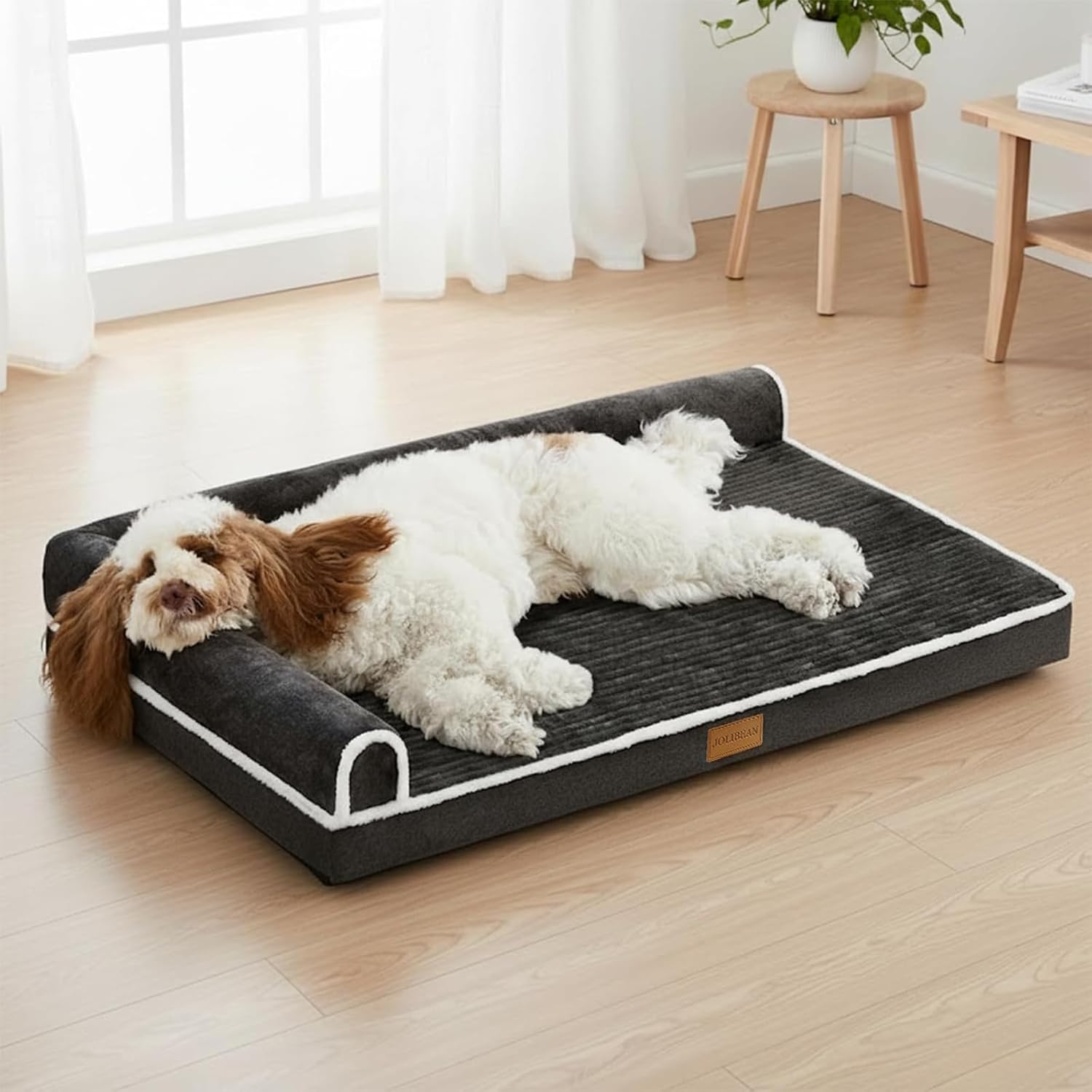 Thumbnail 6 de Jolibean Orthopädisches Hundebett für große Hunde – L-förmiges Hundebett 91x61 cm, Grau