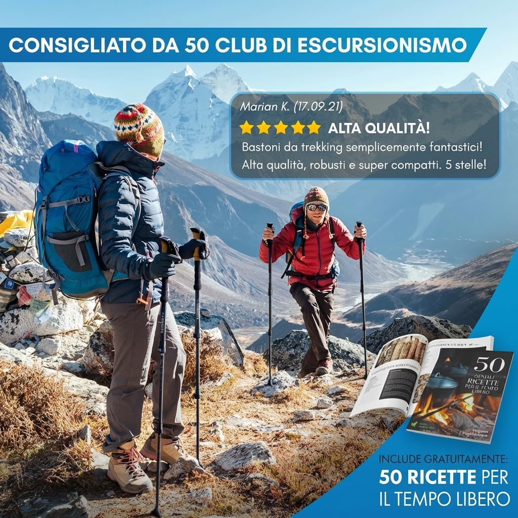Detalle de NORDMUT Bastoncini Trekking Telescopici Ultraleggeri con Impugnatura in Sughero Naturale
