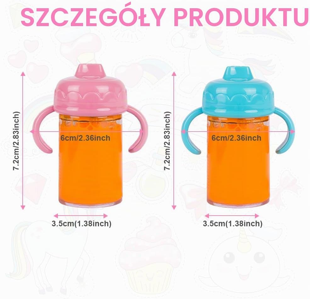 Detalle de Aolso Magic Baby – magiczne butelki dla lalek, zestaw 2 szt., różowo-niebieskie
