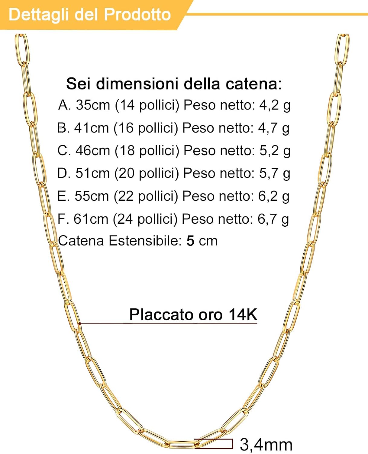 Thumbnail 5 de U7 Collana Graffetta 46 cm