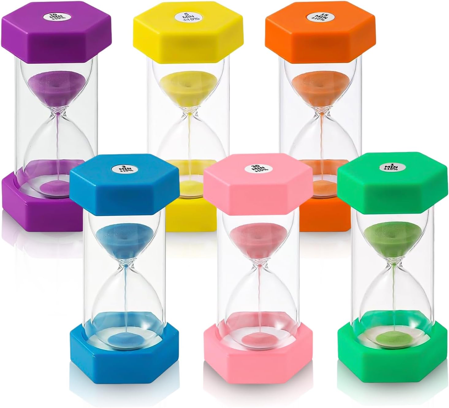 Detalle de 6 Clessidre Colorate per Bambini – Set Timers da 1 a 30 minuti (Italiano), Clessidre Didascaliche per Cucina, Studio e Giochi