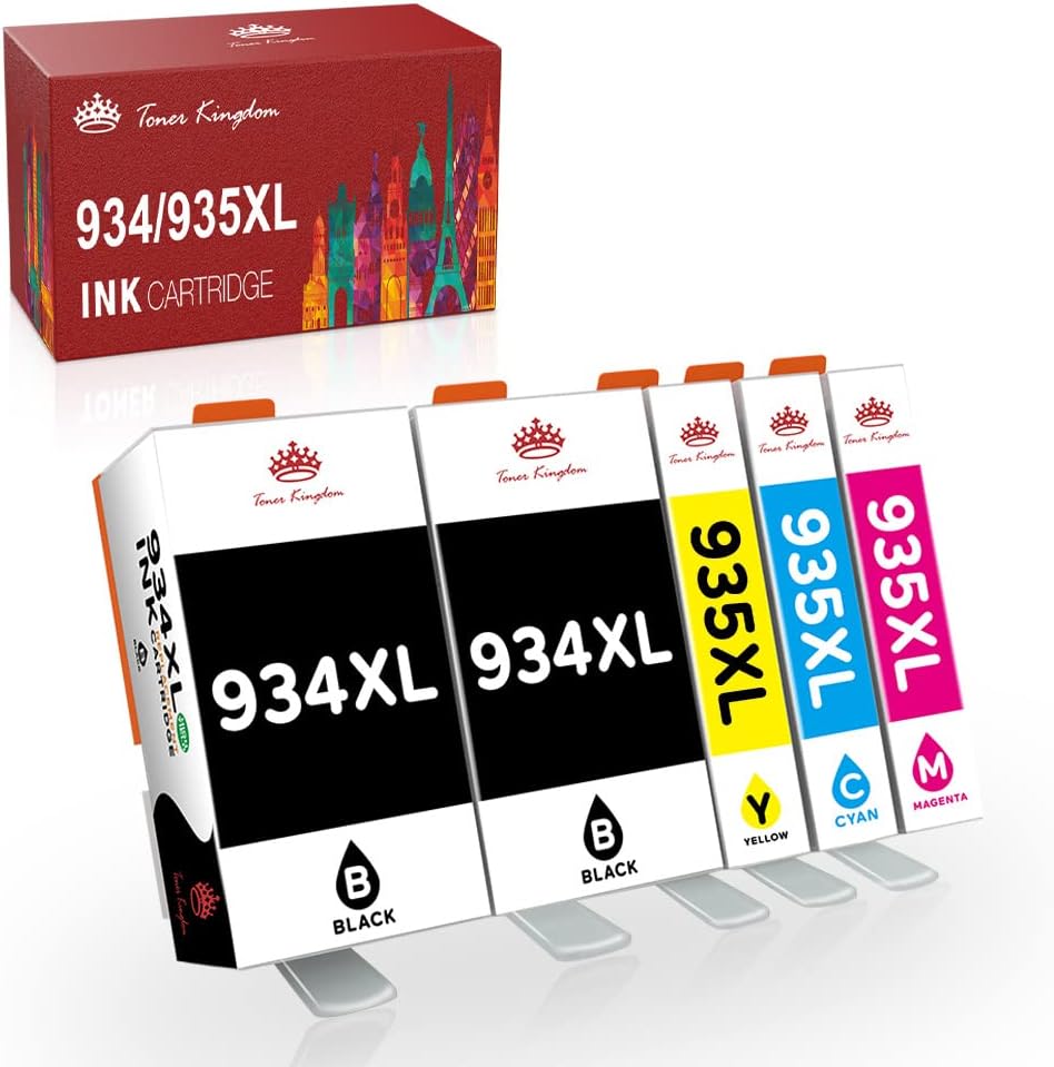 Detalle de Toner Kingdom 934XL 935XL: Cartucce d'inchiostro compatibili HP OfficeJet Pro 6230/6830/6820 (4 pezzi, Nero 934XL + Ciano/Magenta/Giallo 935XL)