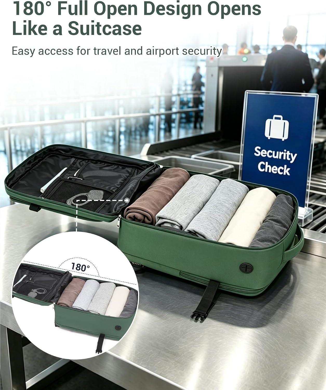 Detalle de Kono for Ryanair Cabin Bag 40x30x20: 24L Underseat Travel Backpack with 15.6" Laptop Compartment