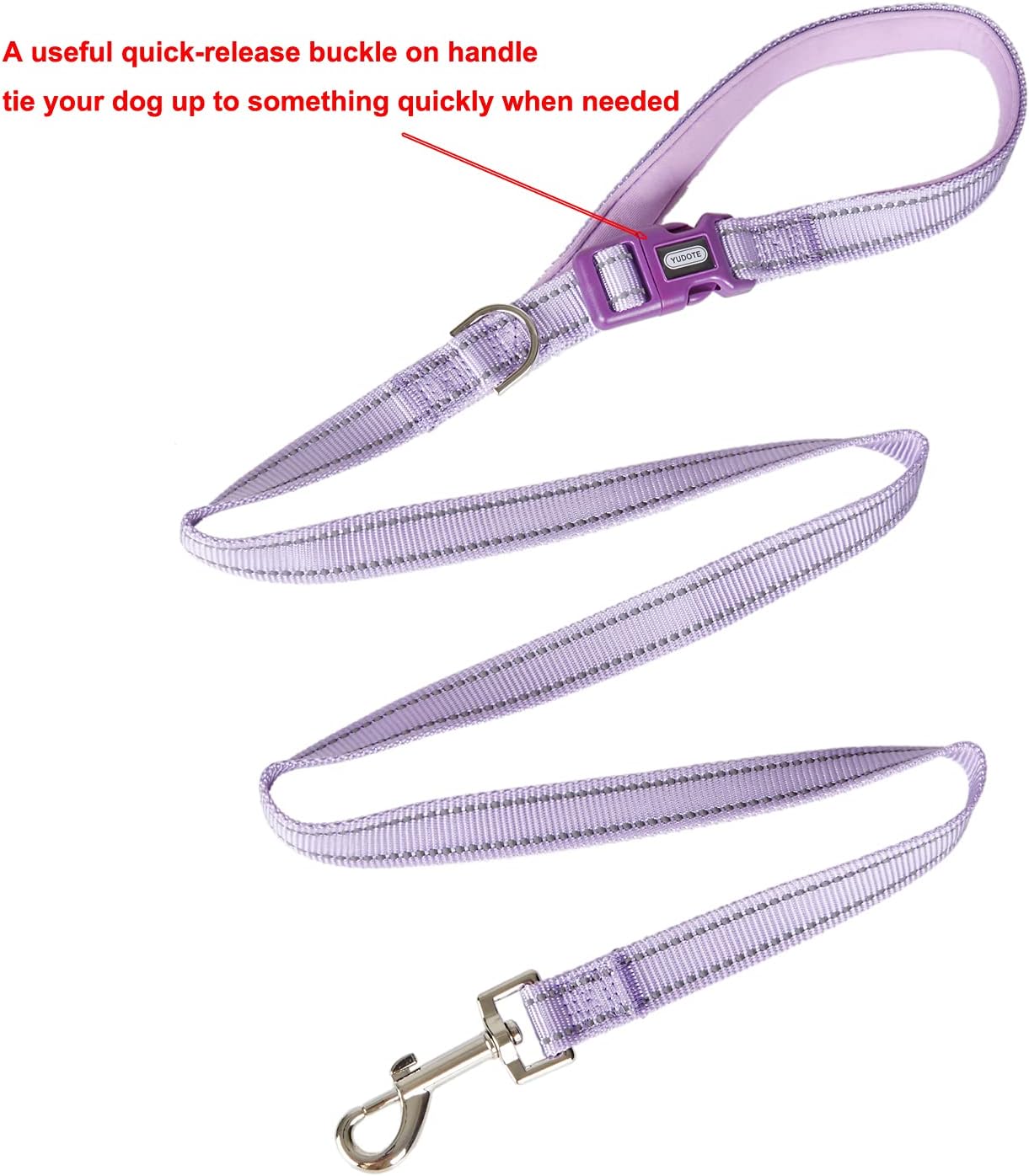 Detalle de YUDOTE Strong Nylon Dog Lead with Reflective Stripe and Padded Handle
