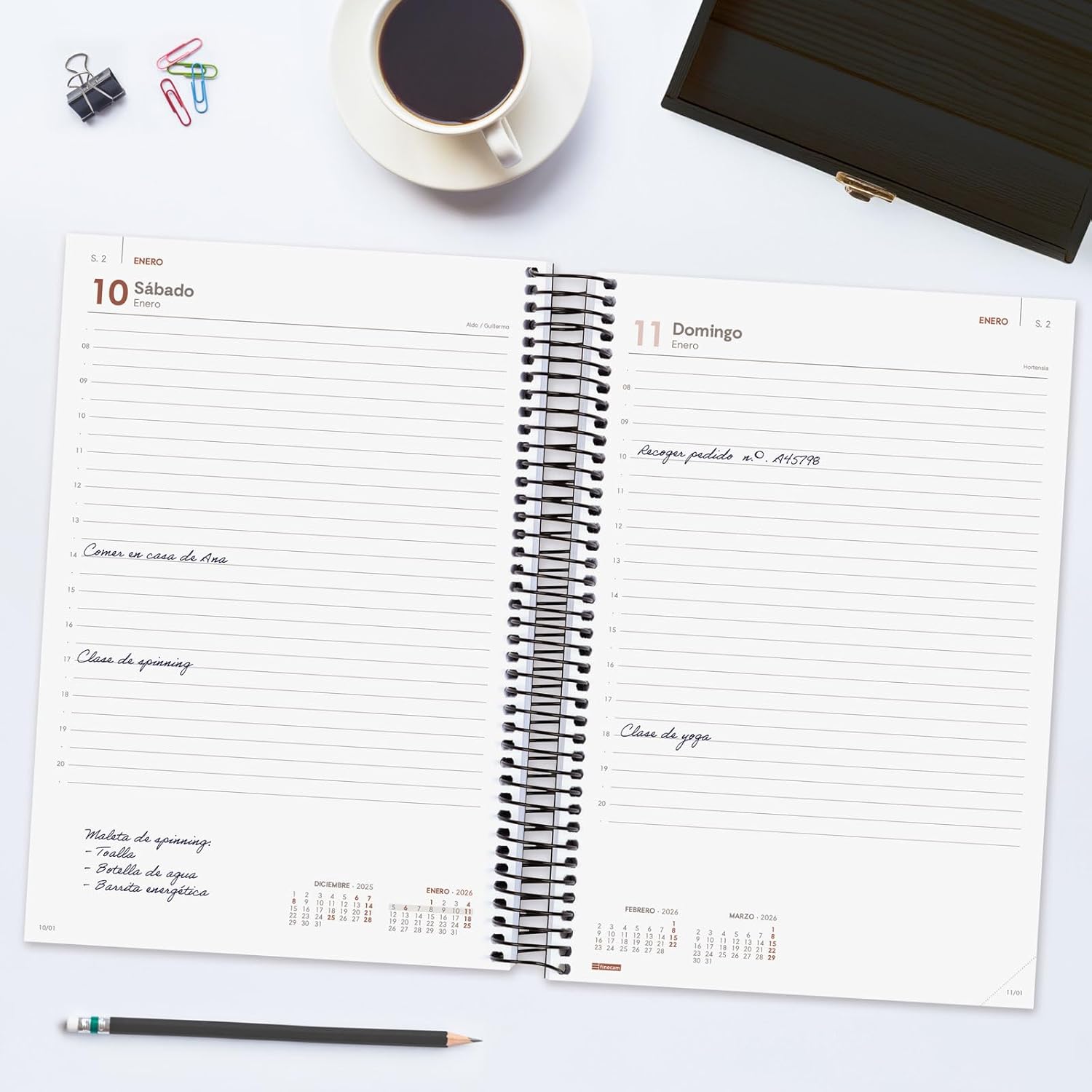 Detalle de Finocam Agenda Espiral 2026 1 Día Página 12 meses
