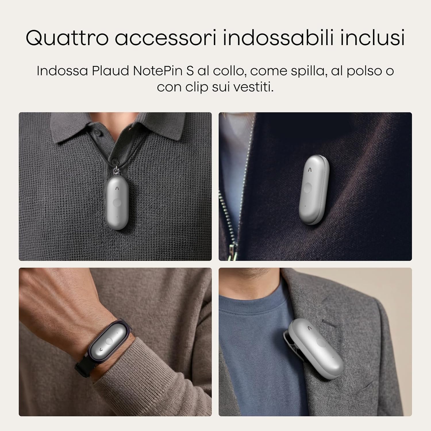 Detalle de Plaud NotePin S Registratore Vocale AI: Registrazione tattile, trascrizione multi-lingue e riassunti professionali