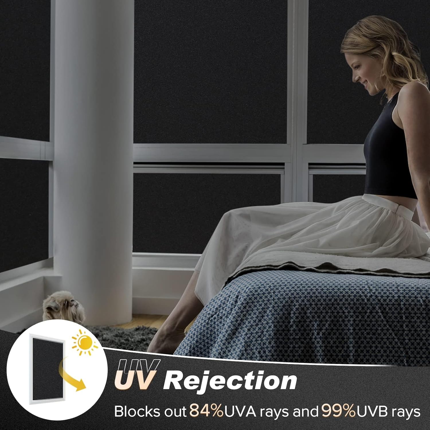 Thumbnail 5 de rabbitgoo Blackout Window Film 44.5 x 200 cm – privacy & light blocking for glass doors and windows