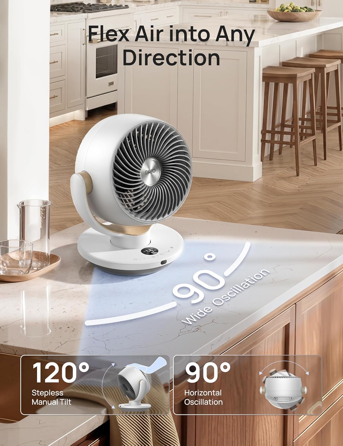 Detalle de Dreo Fan for Bedroom Desk Air Circulator with Remote, 11-Inch Table Fan (4 Speeds, 90° Oscillation, 8H Timer)