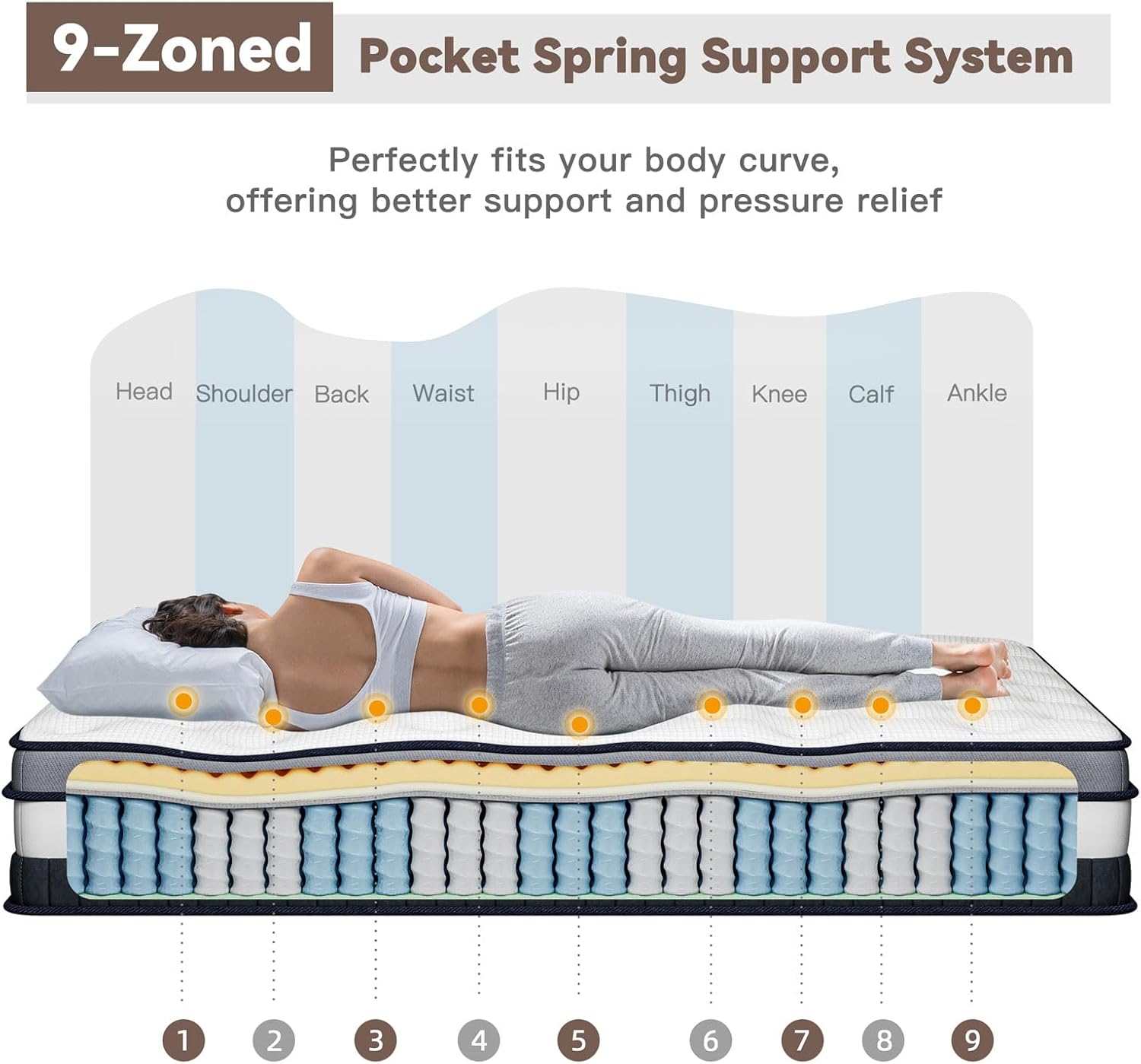 Thumbnail 4 de Vesgantti 4FT Small Double 11 Inch Pocket Sprung Mattress (Medium, Box Top Collection)