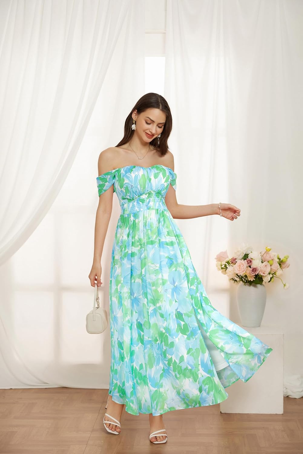 Thumbnail 2 de GRACE KARIN 2026 Women’s Floral Off-Shoulder Maxi Dress for Wedding Guests