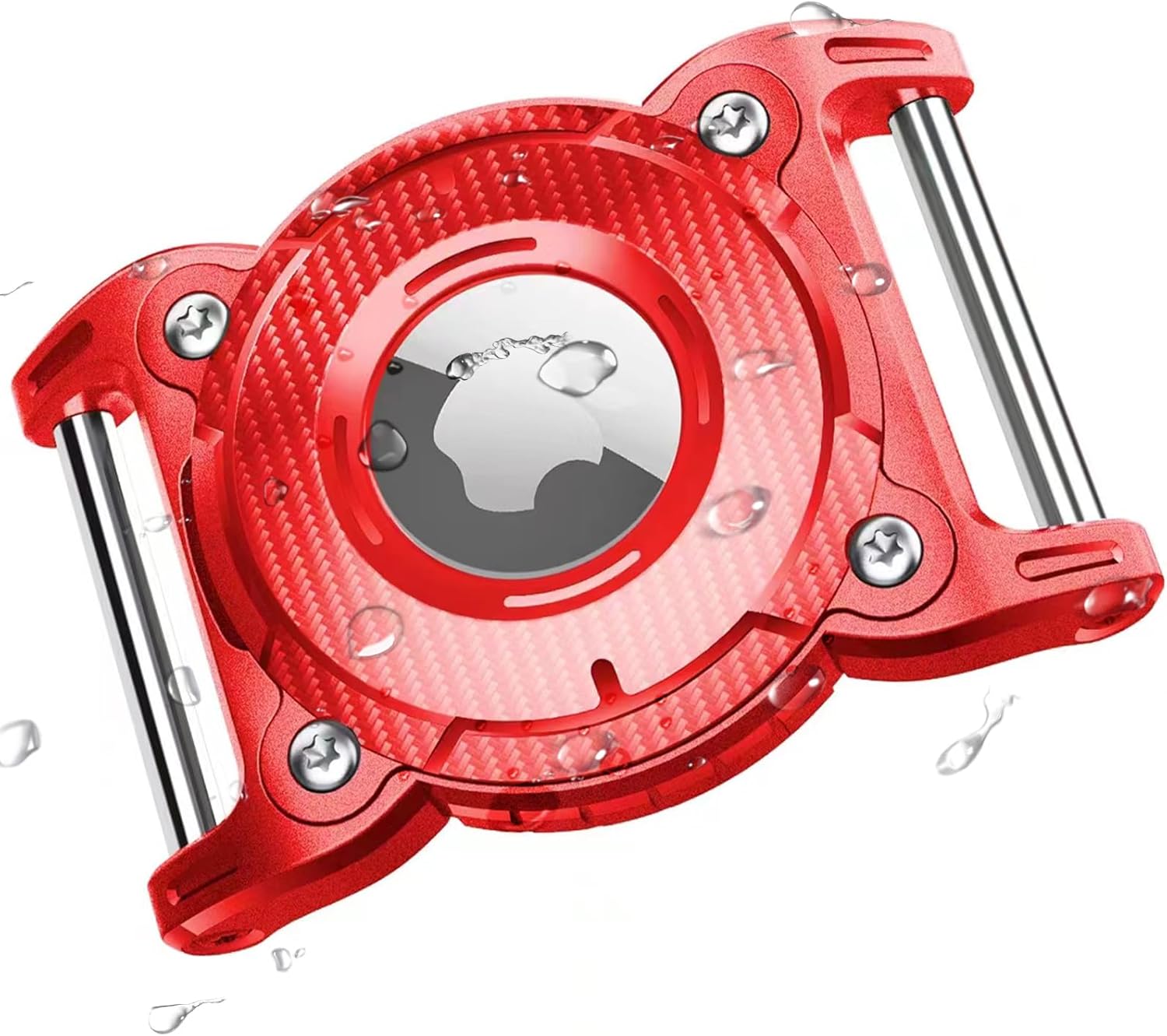 ONEONTA Airtag Dog Collar Holder – Waterproof TPU Airtag Case for 1" Collars (Red)