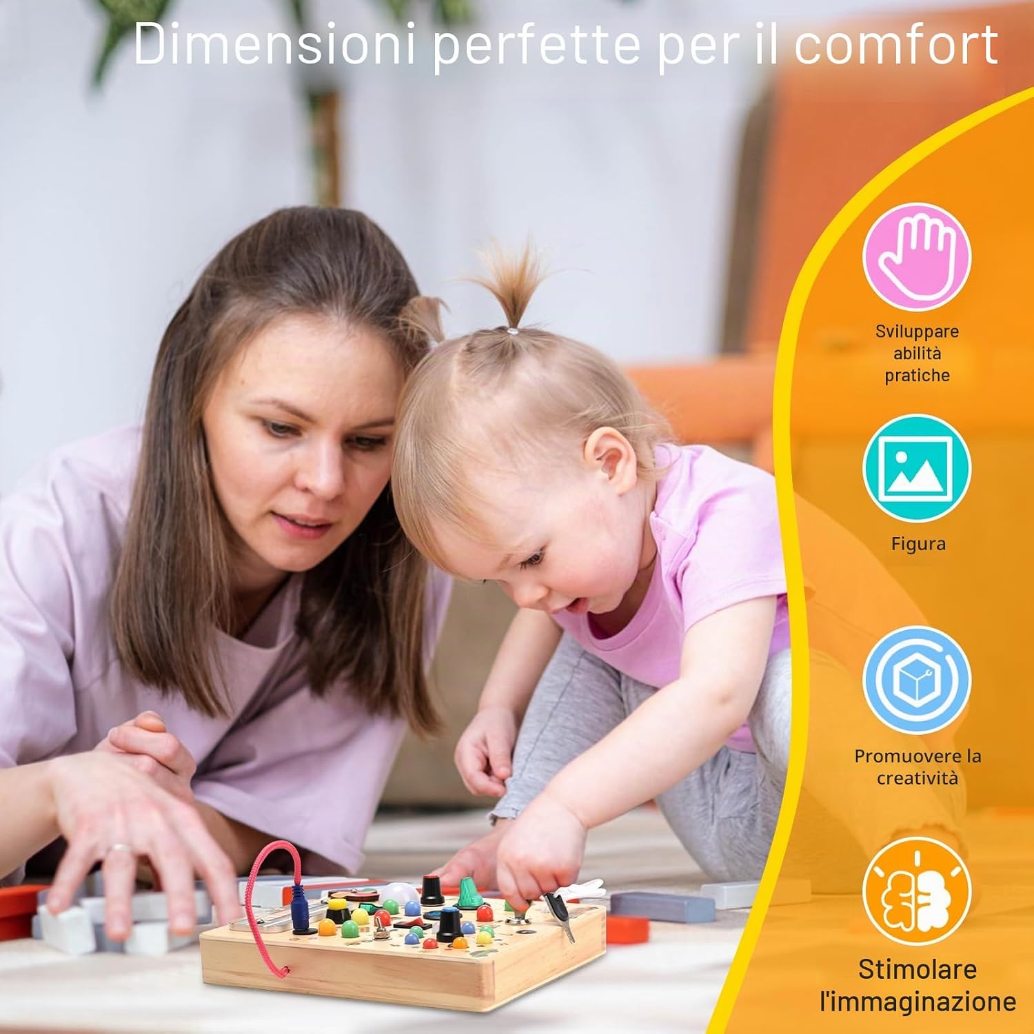 Detalle de Nauotk Busy Board in Legno Montessori con 19 LED e 26 lettere