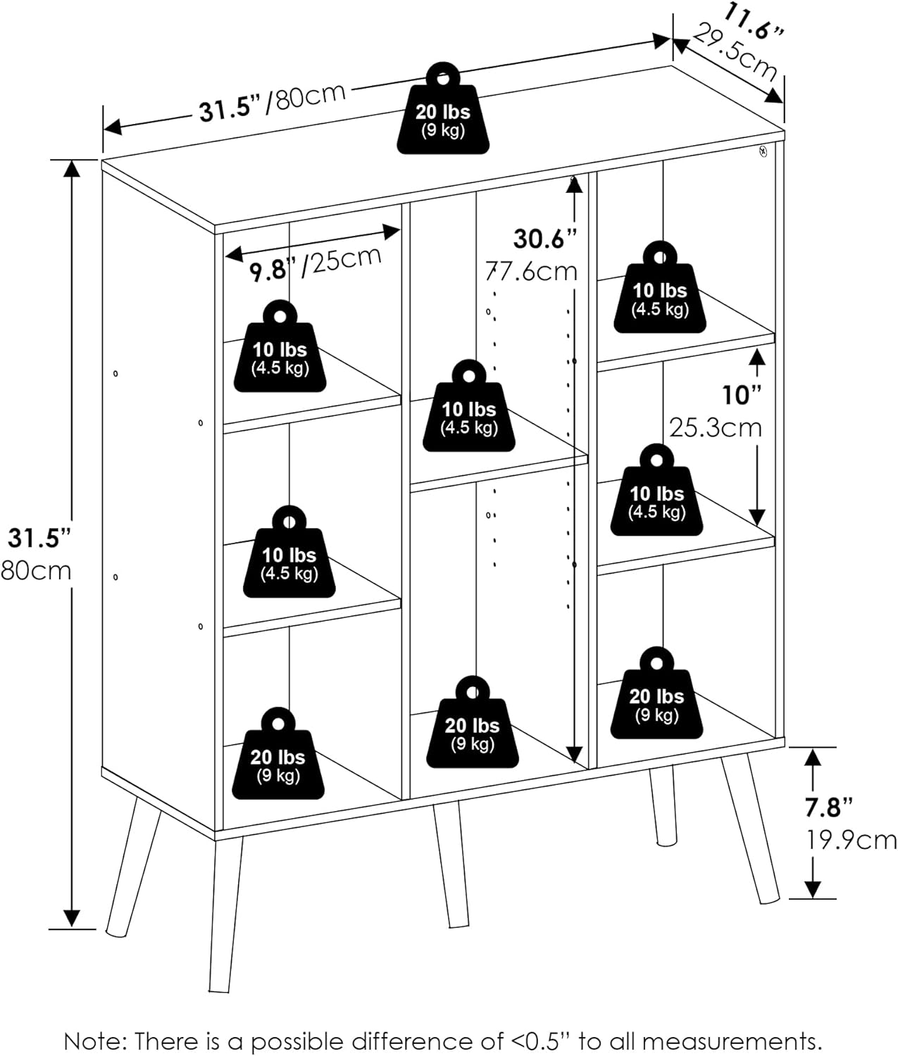 Detalle de Furinno CLAUDE Libreria 8 Cubi 99,95 cm