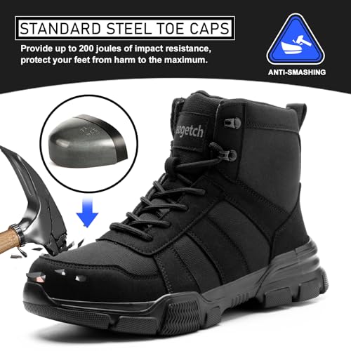 Detalle de Nasogetch Safety Boots Lightweight Steel Toe Boots – Black, 12UK