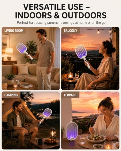 Thumbnail 6 de WOCVRYY Electric Fly Swatter 4000V: USB-C Rechargeable Foldable Mosquito Zapper