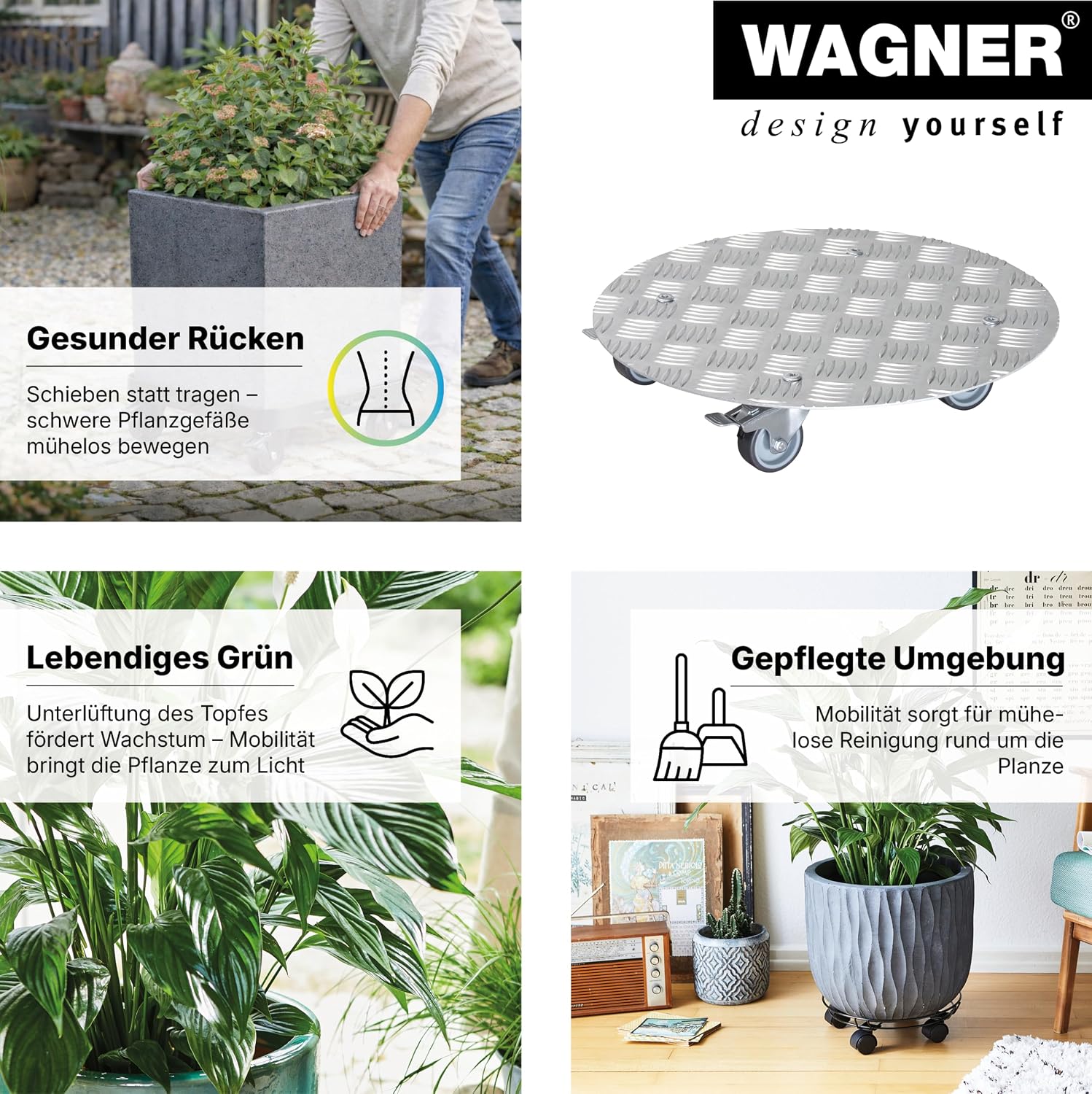 Detalle 2 de WAGNER Argenté chariot plantes 38 cm