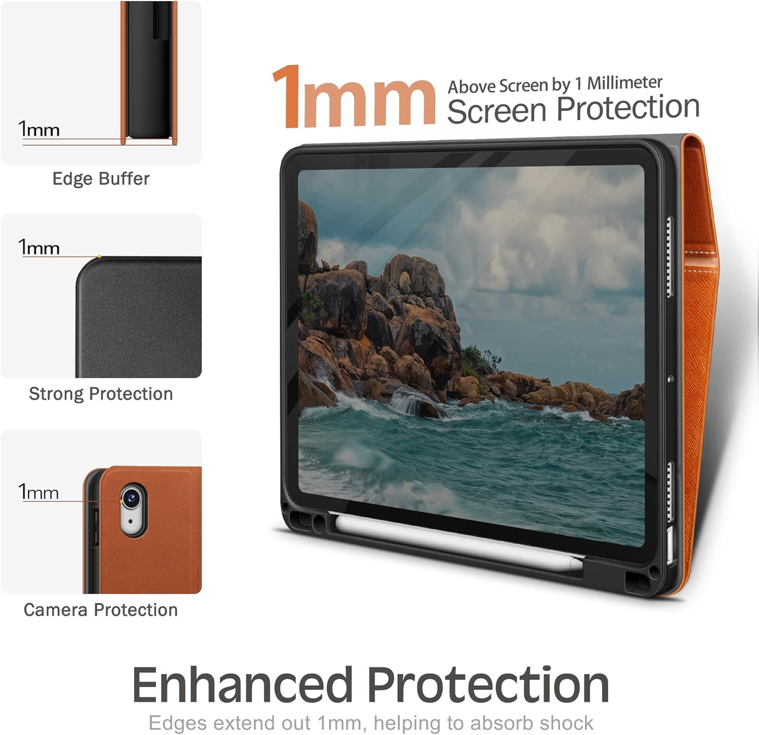 Thumbnail 4 de KingBlanc for iPad Air 13-inch Case (M4 2026/M3 2025/M2 2024) with Built-in Pencil Holder, Auto Sleep/Wake, Brown