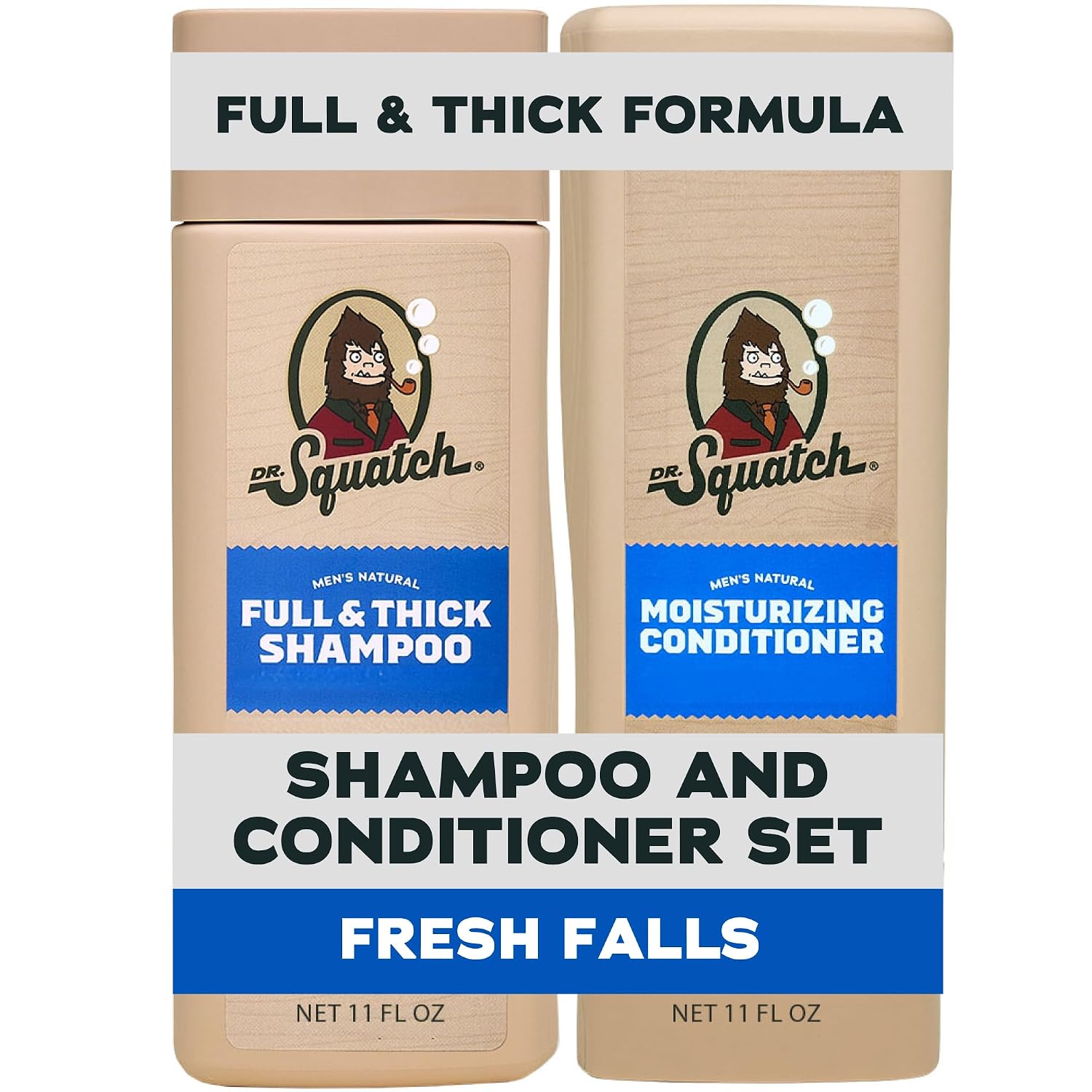 Detalle de Dr. Squatch Full + Thick Shampoo and Conditioner Set, Fresh Falls, 11 fl oz