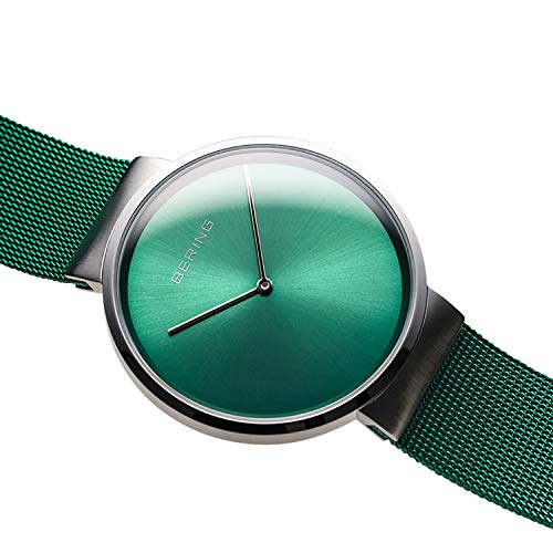 Detalle 2 de BERING 14539-808: Orologio unisex al quarzo con cassa in acciaio, quadrante verde e cinturino Milanese