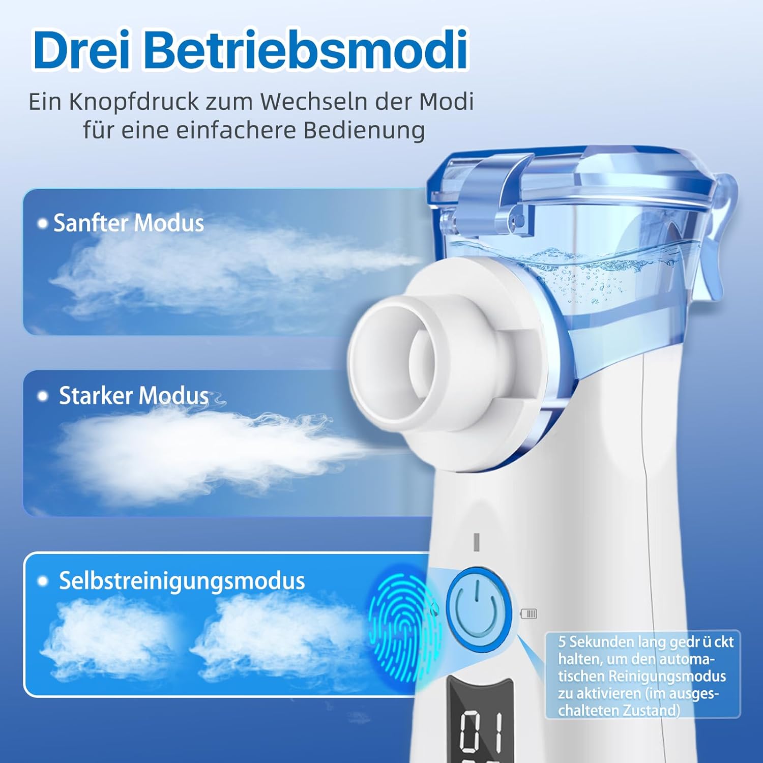 Thumbnail 3 de VapoZen Ultra Leise Inhalationsgerät mit LED-Display, Typ‑C Akku und 2 Masken