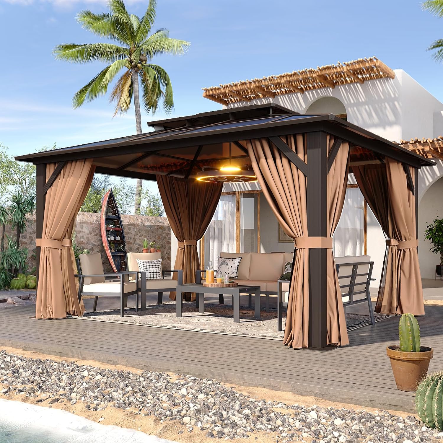 Detalle de Aoxun Hardtop Gazebo 12'x10