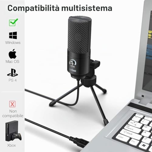 Thumbnail 1 de FIFINE Condensatore a Microfono Studio Kit: USB, Braccio Regolabile e Filtro Anti-pop per Registrazione Audio