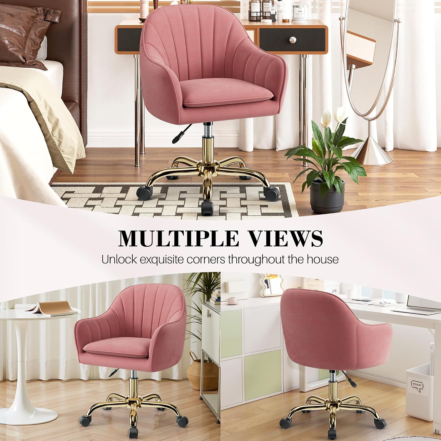 Thumbnail 3 de BestEra Vanity Chair with Wheels