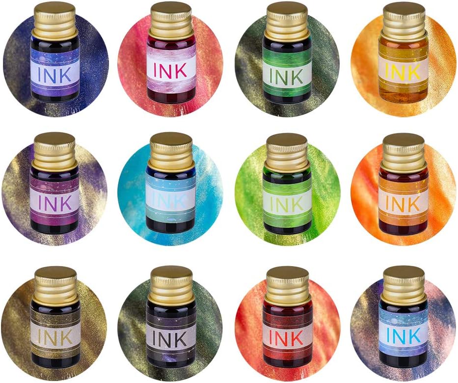 Detalle de OFUN Glass Dip Pen Set: Crystal Glass Dip Pens with 12 Ink Colours