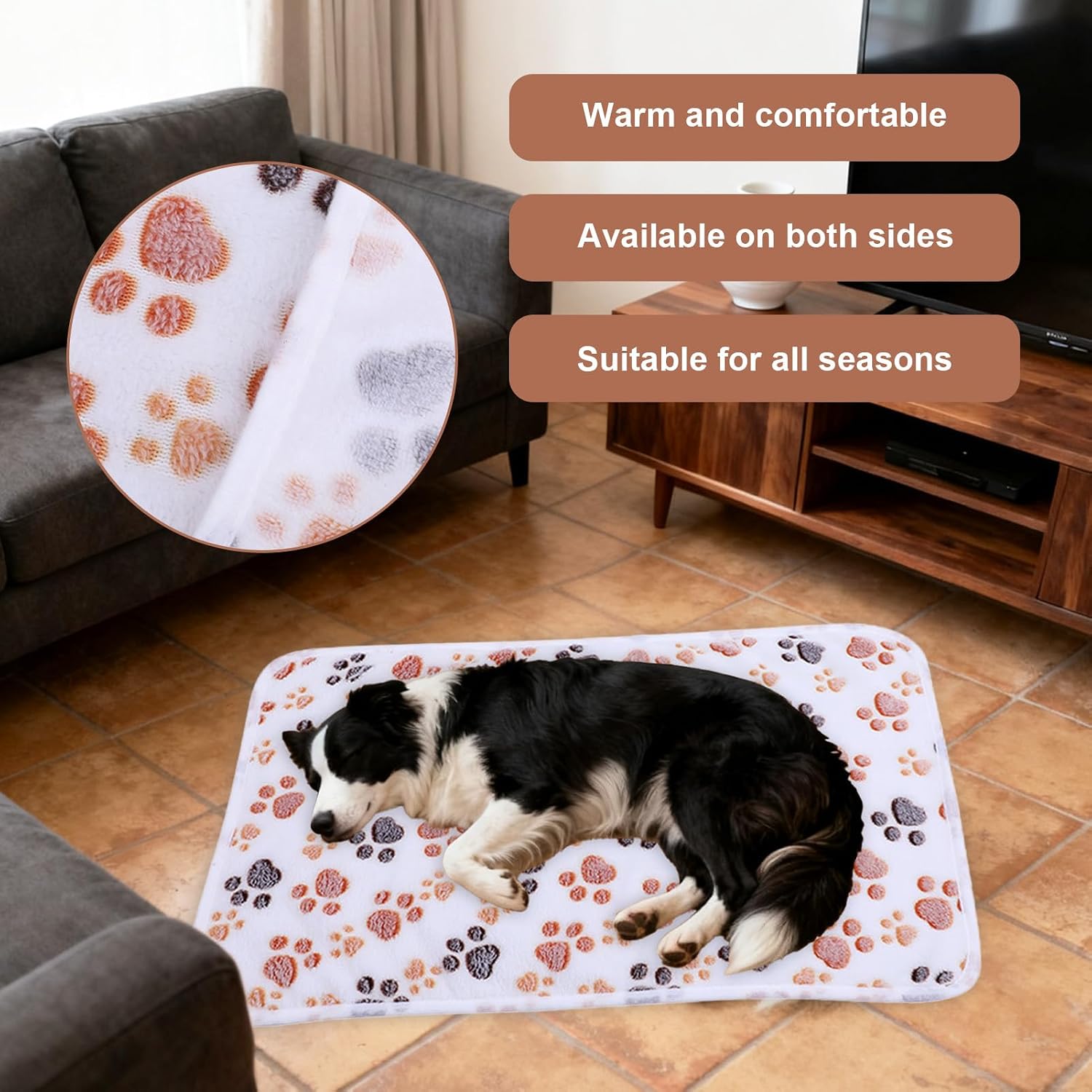Detalle de Tharvolex 3 Pack Pet Blankets – 40 x 60 cm Soft Fleece with Paw Print