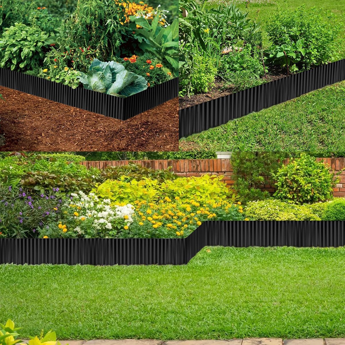 Thumbnail 5 de 8 in x 20 ft Corrugated Galvanized Garden Edging Border (Black) – Flexible Metal Lawn Border