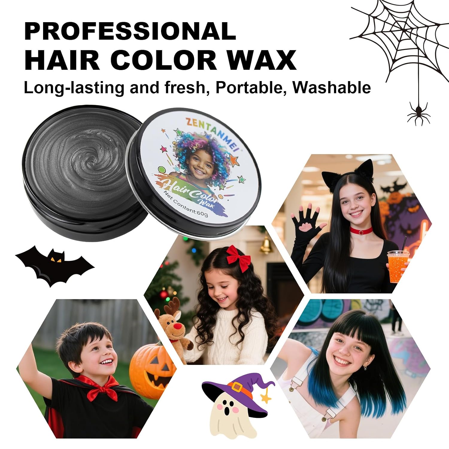 Thumbnail 3 de ZENTANMEI Temporary Hair Color Wax, Black, 2.12 Oz, Medium Hold