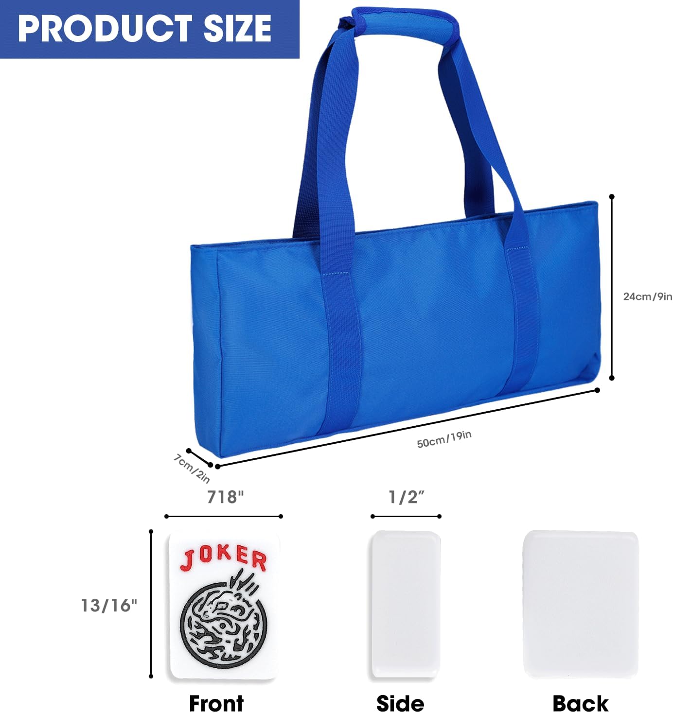 Detalle de Suncle American Mahjong Tile Set: 166 White Tiles with 4 Racks and Travel Bag