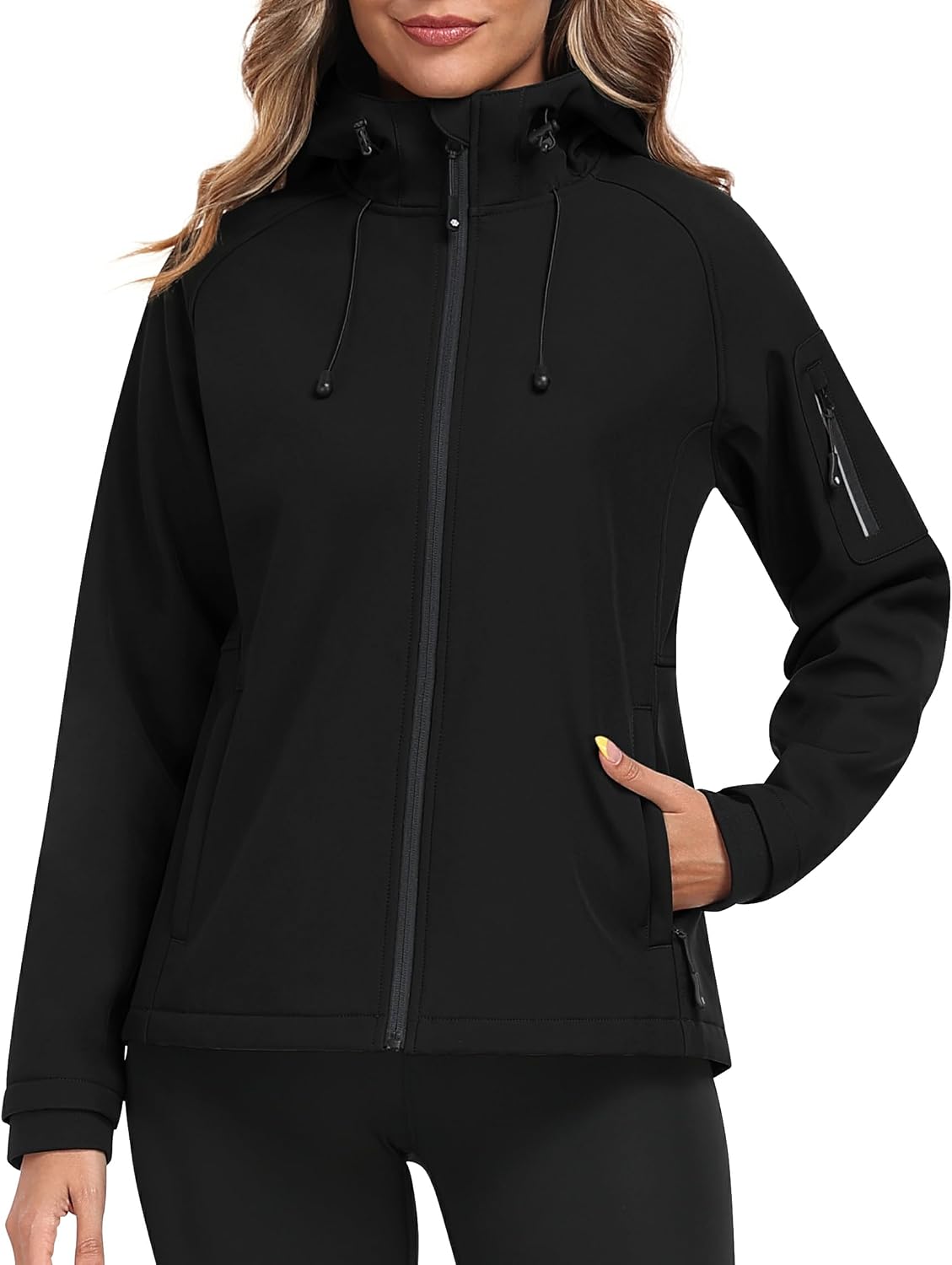 Detalle 2 de MoFiz Fleece-Lined Softshell Jacket for Women, Hooded with 5 Pockets