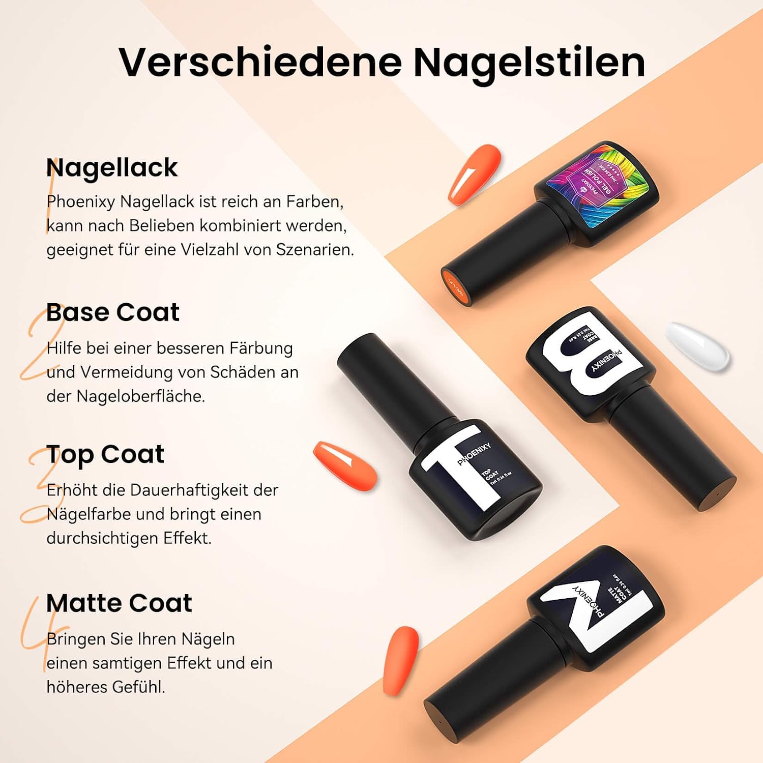 Thumbnail 6 de Phoenixy UV-Nagellack Set (24-teilig) mit 21 Farben, Unterlack & Überlack