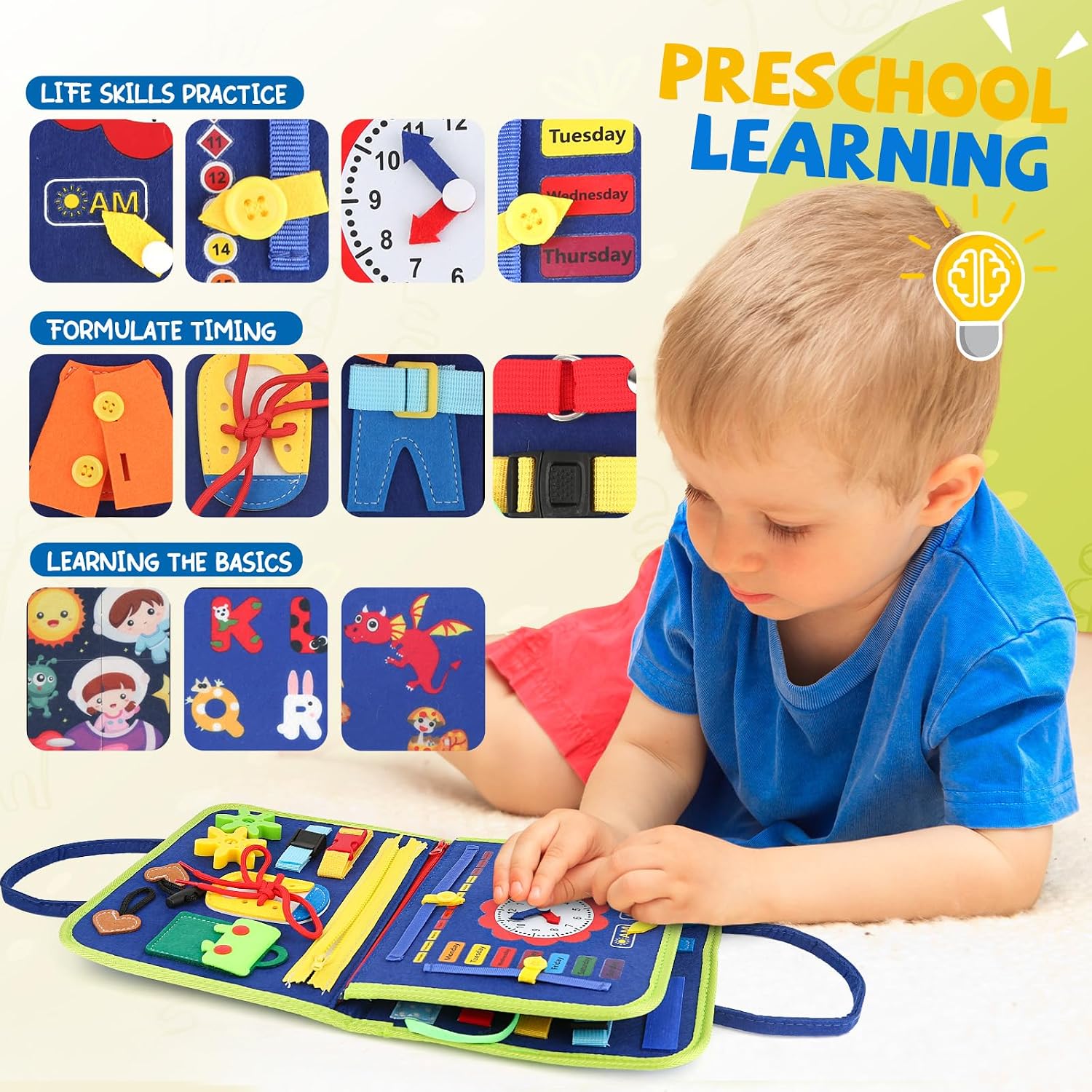 Thumbnail 3 de EPIMA Toddler Busy Board: Montessori Sensory Learning Board for 1-4 Year Olds (Pink)