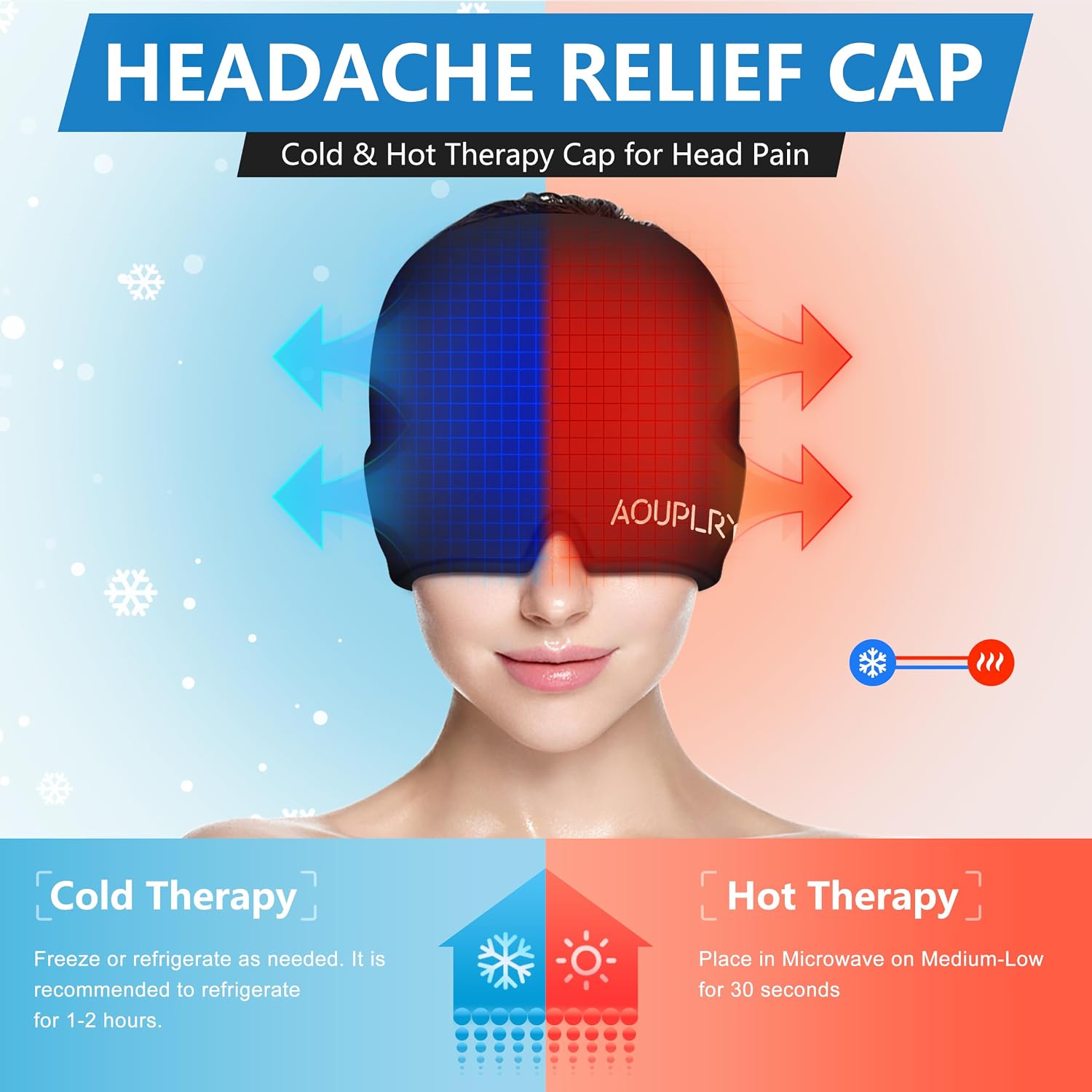 Thumbnail 4 de Migraine Relief Cap: 360° Gel Surround Wearable for Hot & Cold Therapy