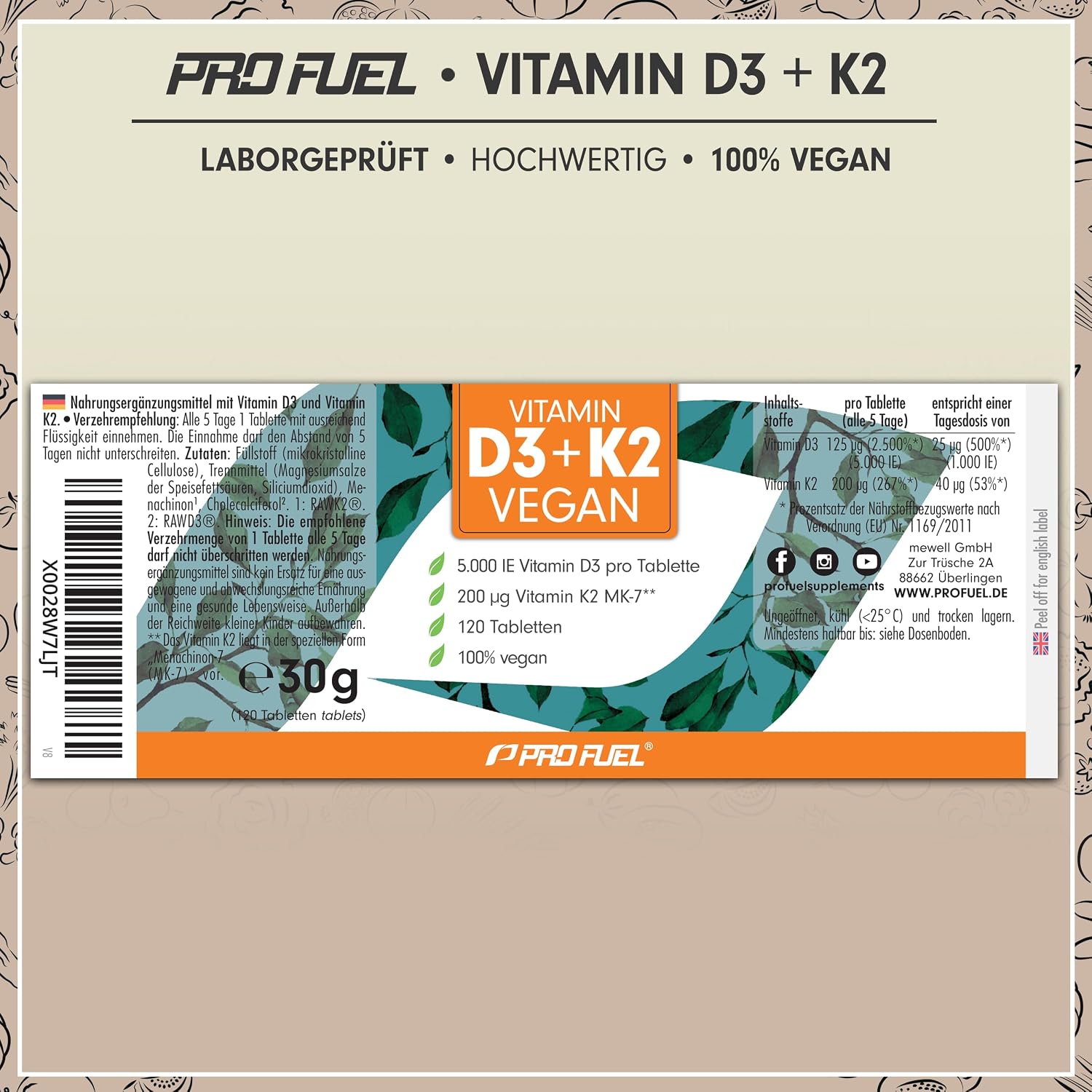 Thumbnail 5 de Vitamin D3 K2 VEGAN 120 Tabletten ⚡