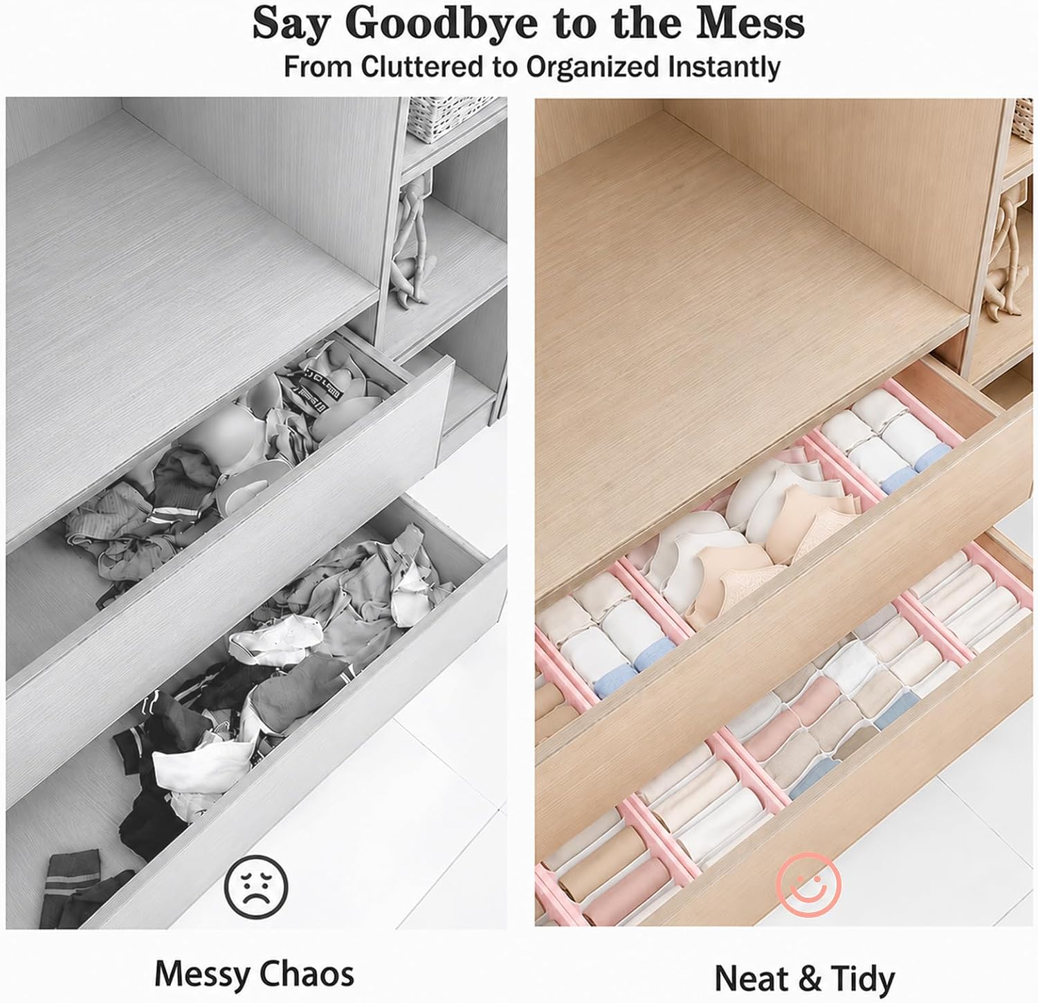 Thumbnail 4 de Yucch 8er Set Unterwäsche Organizer – faltbare Stoffboxen für Schubladen in Rosa