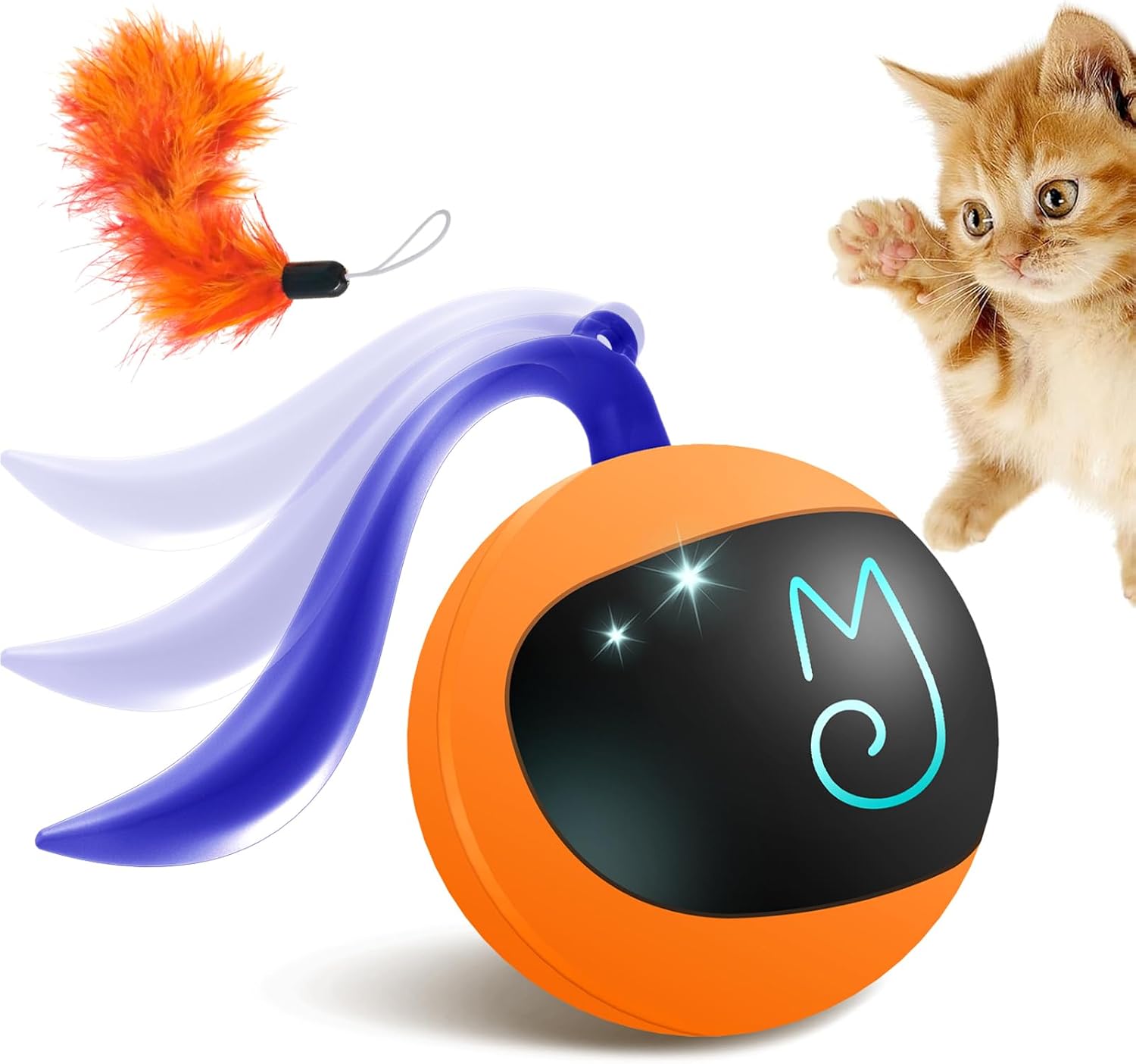Detalle de Migipaws Set di giocattoli interattivi per gatti con palla inseguitrice automatica ricaricabile